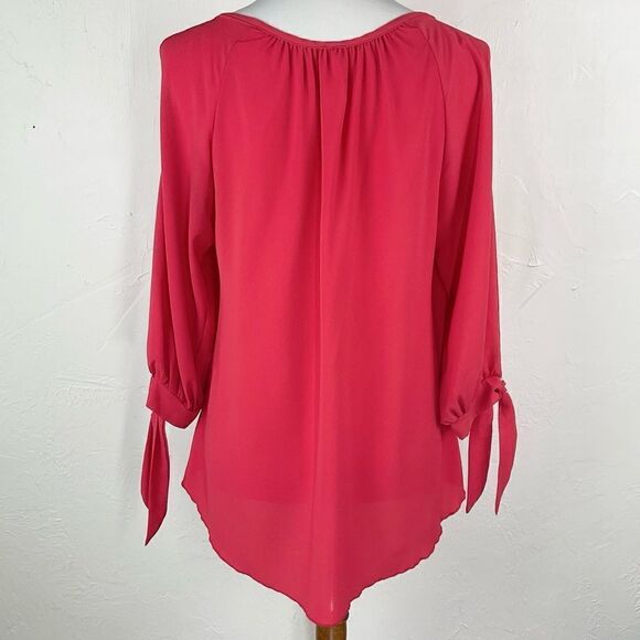 Mahina Light Red Cold Shoulder Long Sleeve Top Small - Picture 4 of 5